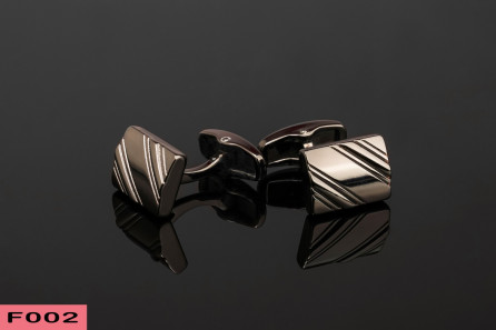 Set Stainless Steel Copper Stripe Cufflinks & Tie Clip